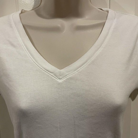 Merona White V Neck XS Short Sleeve T Shirt - Picture 2 of 8